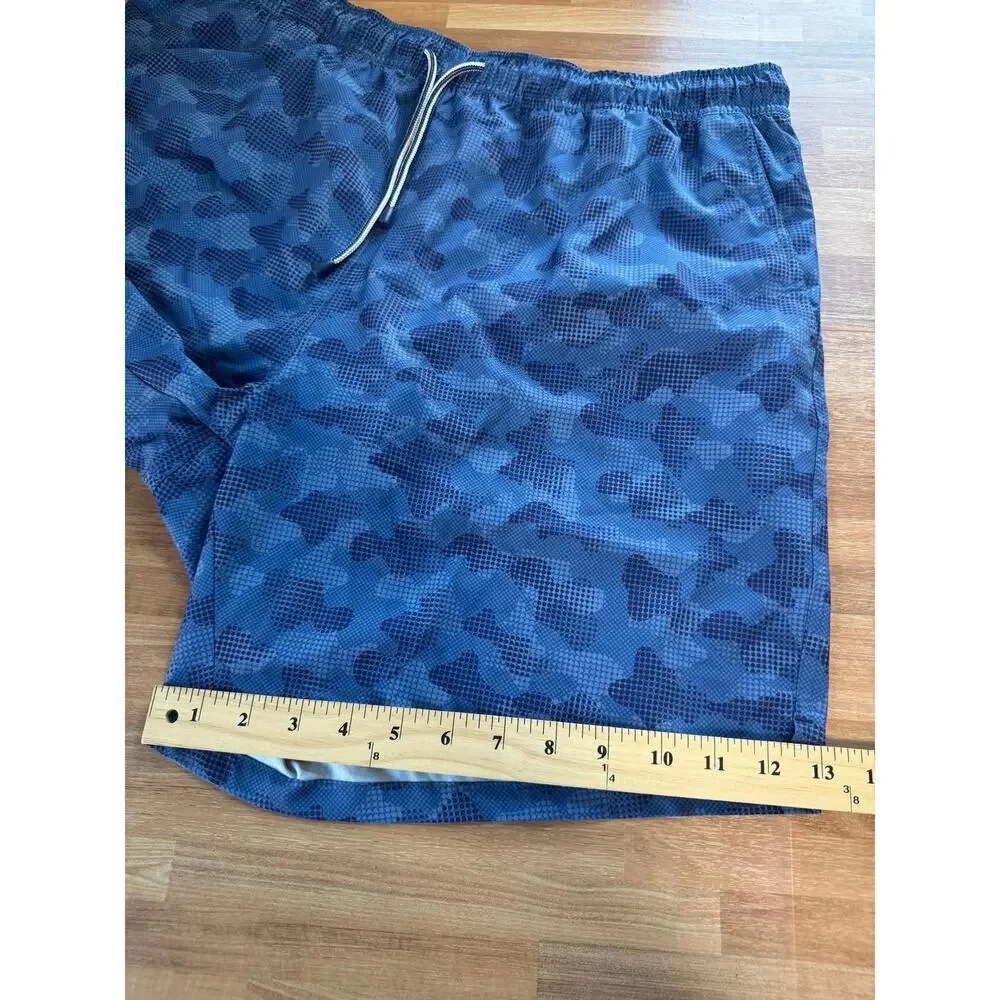 Peter Millar Seaside Wash Blue Digital Camo Swim Trunks Shorts Men's Size XL